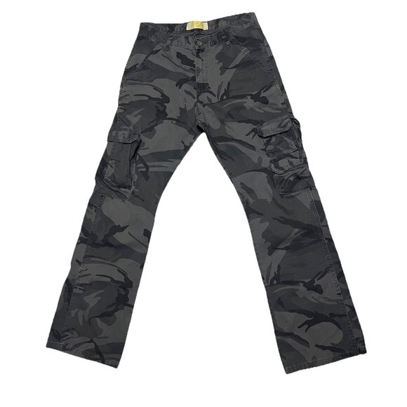 Wrangler Pants Mens 30 x 30 Gray Camouflage Cargo Pockets Straight Leg Outdoor - Picture 1 of 6